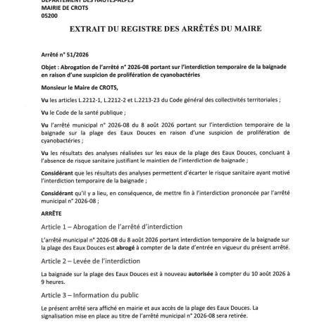 RÉOUVERTURE DE LA BAIGNADE