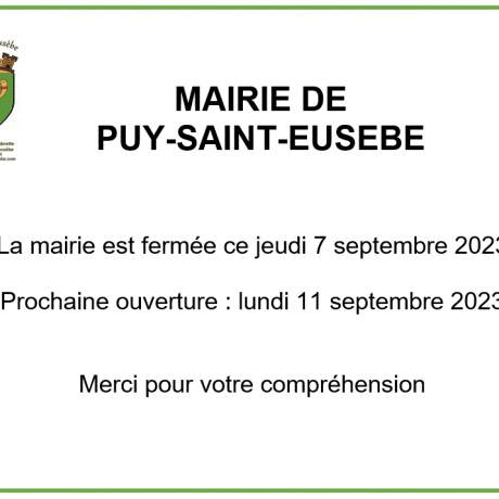 Fermeture mairie 07.09.23