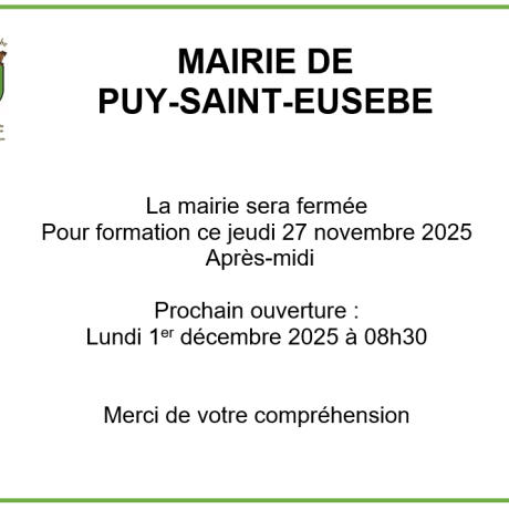 Fermeture mairie 27.11.2025