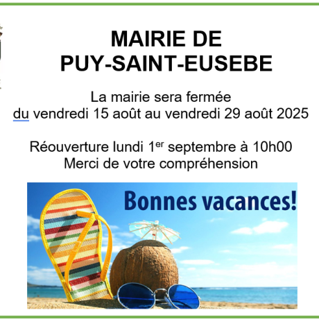 Fermeture mairie août 2025