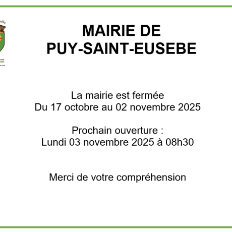 Fermeture mairie Toussaint 2025 Fermeture mairie Toussaint 2025
