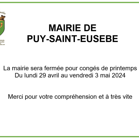 Fermeture mairie Fermeture mairie