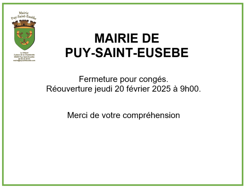 Fermeture février 2025