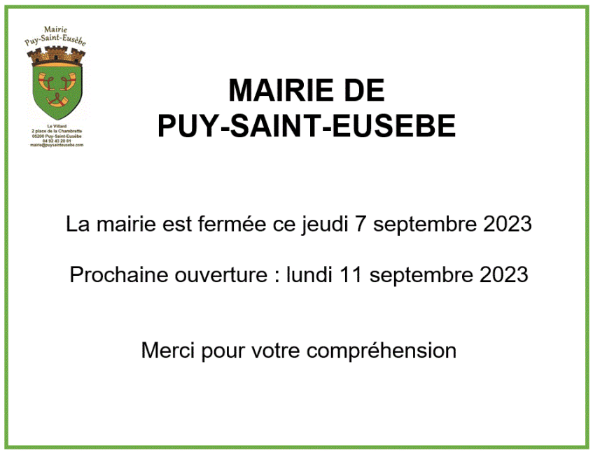 Fermeture mairie 07.09.23