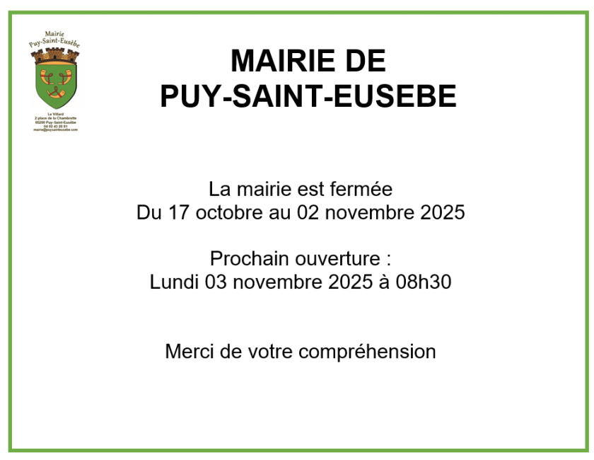 Fermeture mairie Toussaint 2025