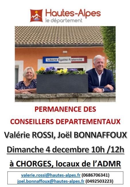 Permanence mensuelle des Conseillers Départementaux